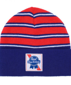 Pabst Blue Ribbon Striped Cuff Beanie