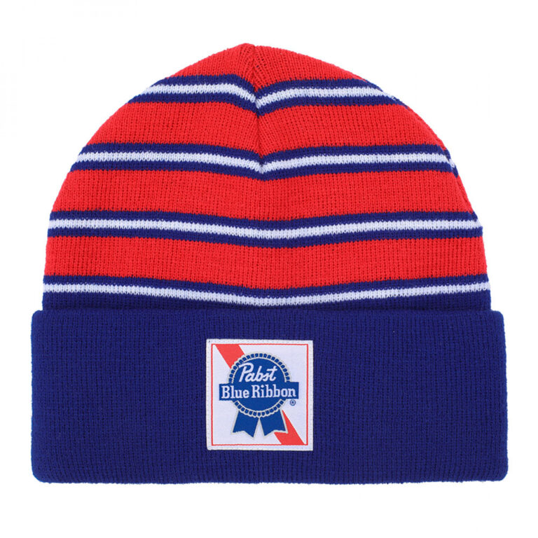 Pabst Blue Ribbon Striped Cuff Beanie