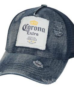 Corona Extra Label Patch Distressed Dark Denim Adjustable Hat