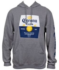 Corona Extra Beer Label Grey Hooded Sweatshirt With Sleeve Print