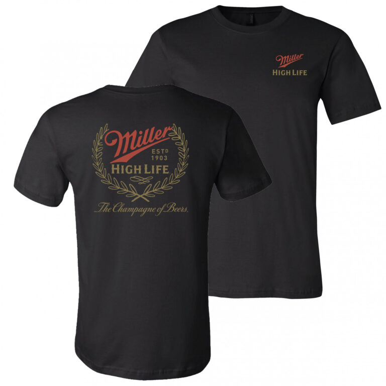 Miller High Life Logo with Rear Full Est.1903 Logo Print T-Shirt