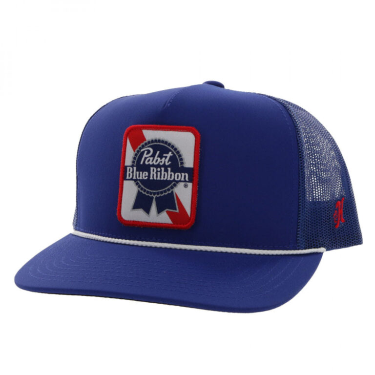Pabst Blue Ribbon Embroidered Logo Snapback Hybrid Bill Trucker Hat