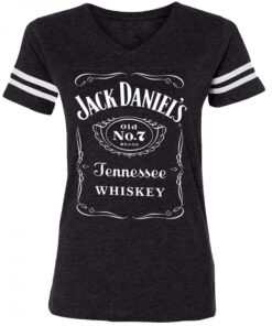 Jack Daniels Women's Black Striped Sleeve Soccer T-Shirt