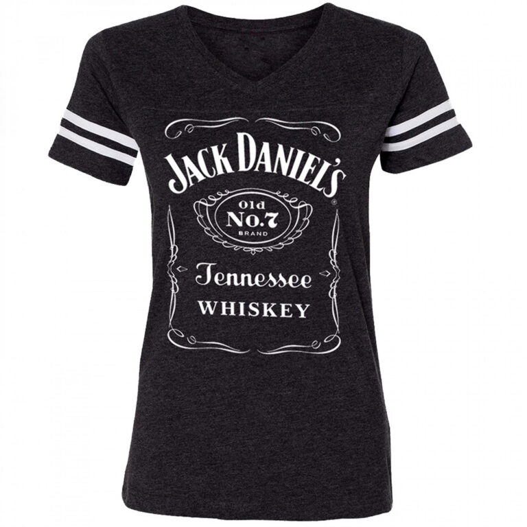 Jack Daniels Women’s Black Striped Sleeve Soccer T-Shirt