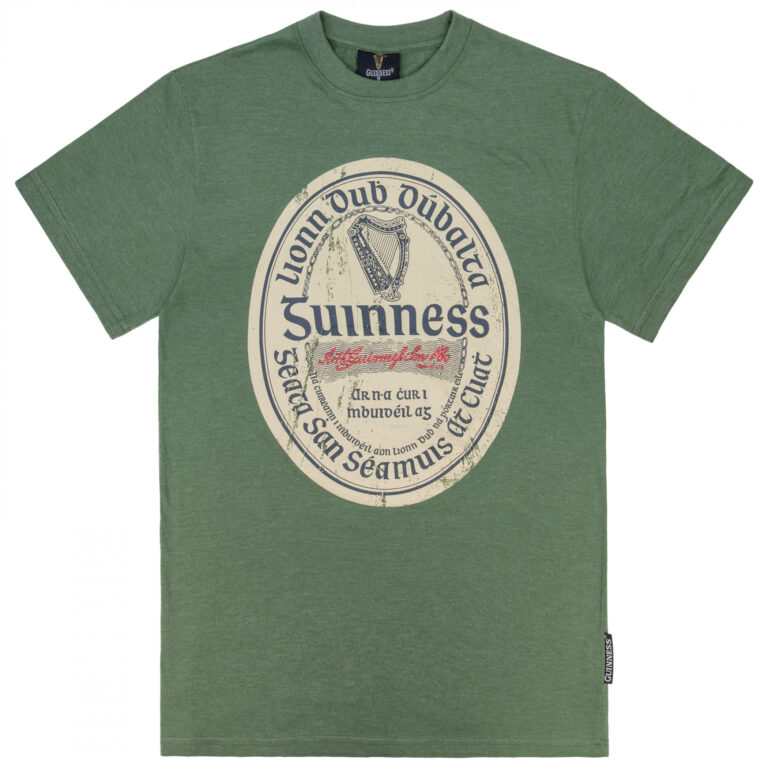 Guinness Beer Gaelic Label Heather T-Shirt – Green