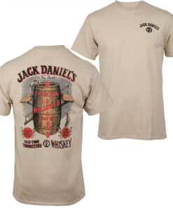 Jack Daniels Whisky Barrel Front and Back Print T-Shirt