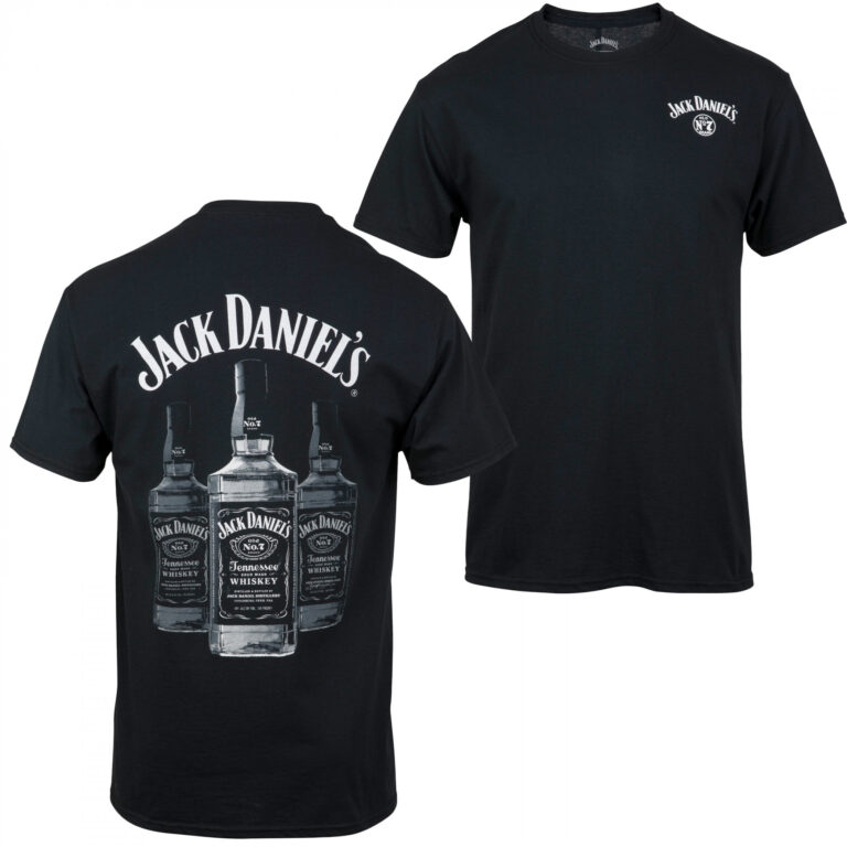 Jack Daniel’s Triple Whisky Bottles Front and Back Print T-Shirt