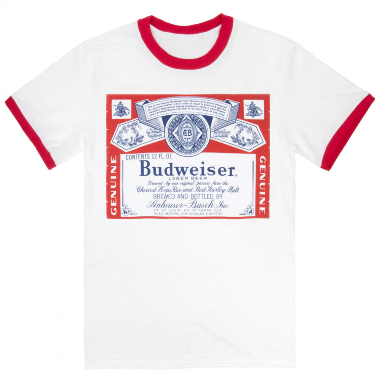 Budweiser Men’s White Ringer T-Shirt