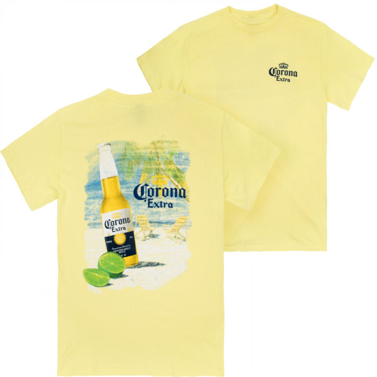 Corona Extra Men’s Yellow Beach Scene T-Shirt