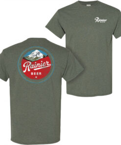 Rainier Beer Distressed Mountain Logo Front and Back T-Shirt