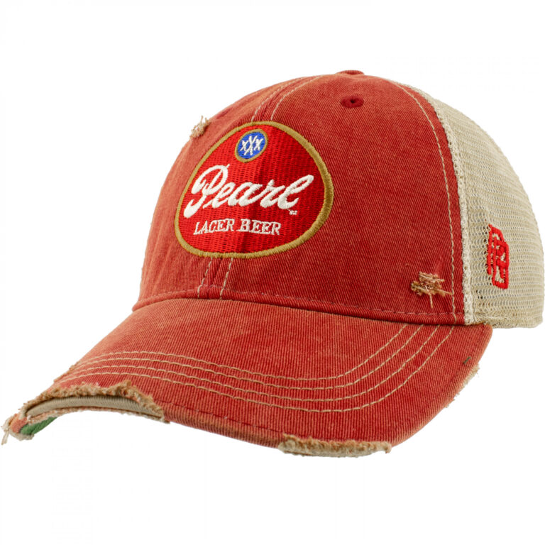 Pearl Lager Retro Brand Frayed Orange Men’s Trucker Hat