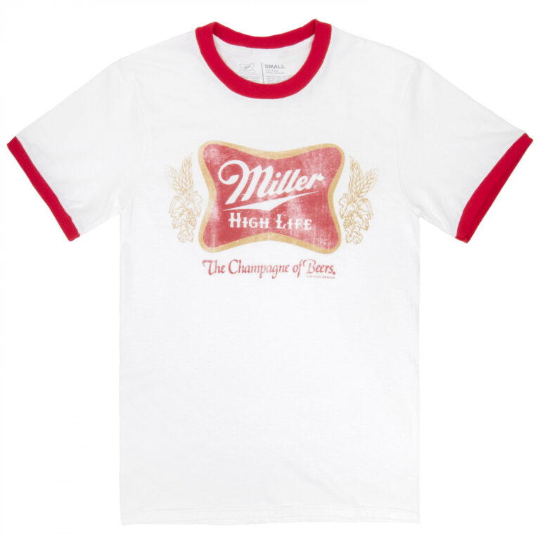 Miller High Life White And Red Ringer Logo T-Shirt