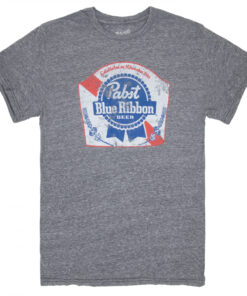 Pabst Blue Ribbon Men's Grey Classic Logo T-Shirt