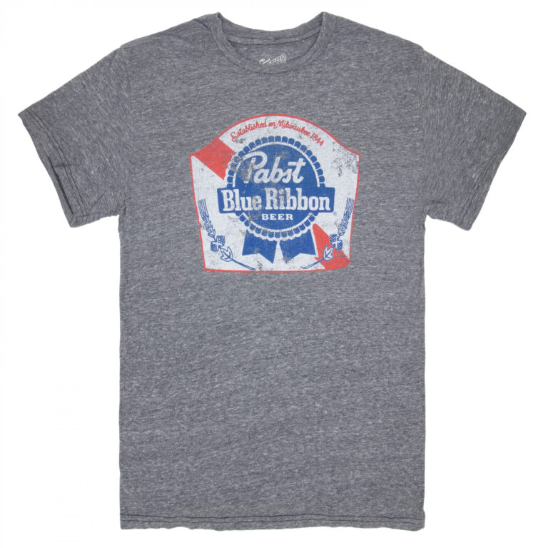 Pabst Blue Ribbon Men’s Grey Classic Logo T-Shirt