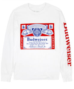 Budweiser Beer Label Men's White Long Sleeve Shirt