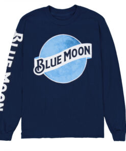 Blue Moon Logo Sleeve Print Navy Blue Long Sleeve Shirt