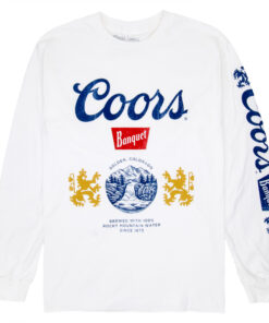 Coors Banquet Beer Sleeve Print Waterfall Crest Long Sleeve Shirt