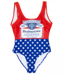 Budweiser Bottle Label and Stars Women's One Piece Swimsuit