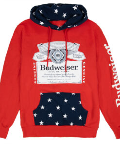 Budweiser Bottle Label and Patriotic Stars Hoodie