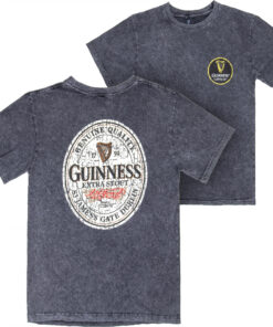 Guinness Extra Stout Marble Wash Label Front & Back Print T-Shirt