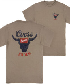 Coors Banquet Rodeo Logo Distressed Front and Back Dark Tan T-Shirt
