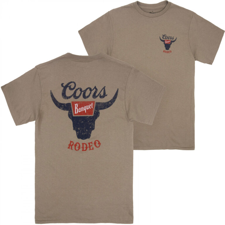Coors Banquet Rodeo Logo Distressed Front and Back Dark Tan T-Shirt