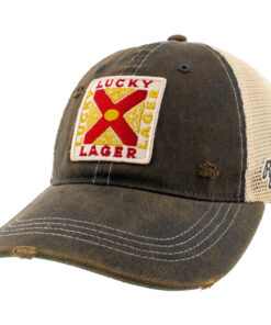 Lucky Lager Vintage Logo Distressed Trucker Hat