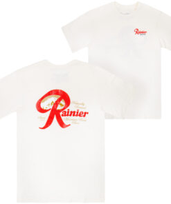 Rainier Mountain Fresh Beer Distressed Front and Back T-Shirt