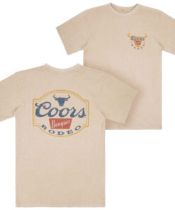 Coors Banquet Rodeo Logo Distressed Front and Back Tan T-Shirt