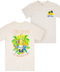 Corona Extra La Vida Mas Fina Bottle Front and Back Print T-Shirt