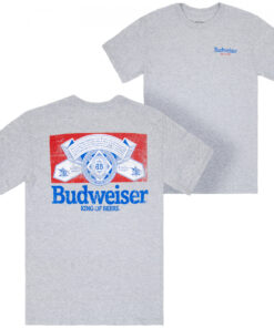 Budweiser Distressed Logo Front and Back Print T-Shirt
