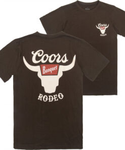 Coors Banquet Rodeo Horns Logo Brown Front and Back Print T-Shirt