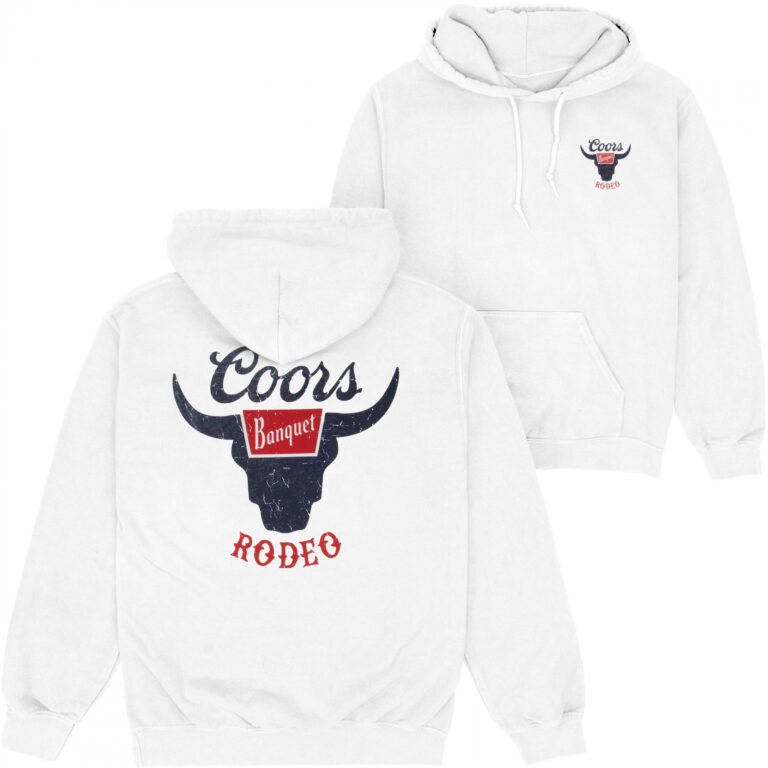 Coors Rodeo Front and Back Logo White Sweatshirt Hoodie