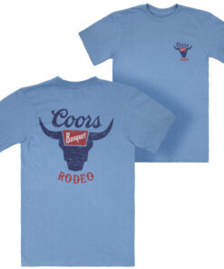 Coors Banquet Rodeo Logo Distressed Front and Back Dusty Blue T-Shirt