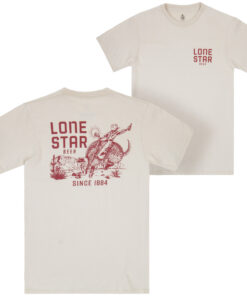 Lone Star Beer Armadillo Riding Front and Back Print T-Shirt