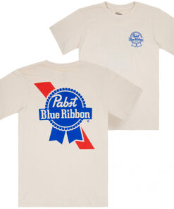 Pabst Blue Ribbon Distressed Logo Front and Back Print T-Shirt