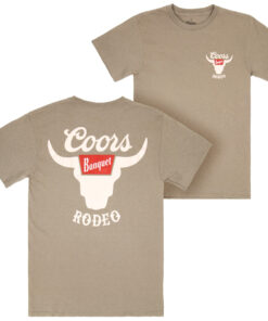Coors Banquet Rodeo Horns Logo Brown Front and Back Print T-Shirt