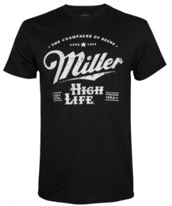 Miller High Life Old Original Front and  Back Print Black T-Shirt