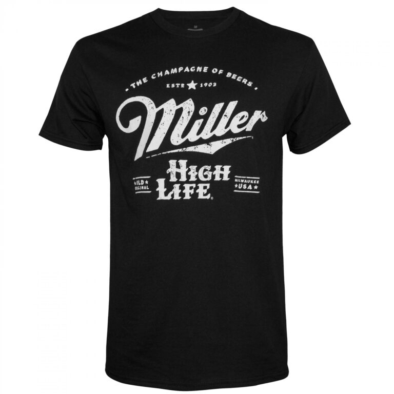 Miller High Life Old Original Front and  Back Print Black T-Shirt