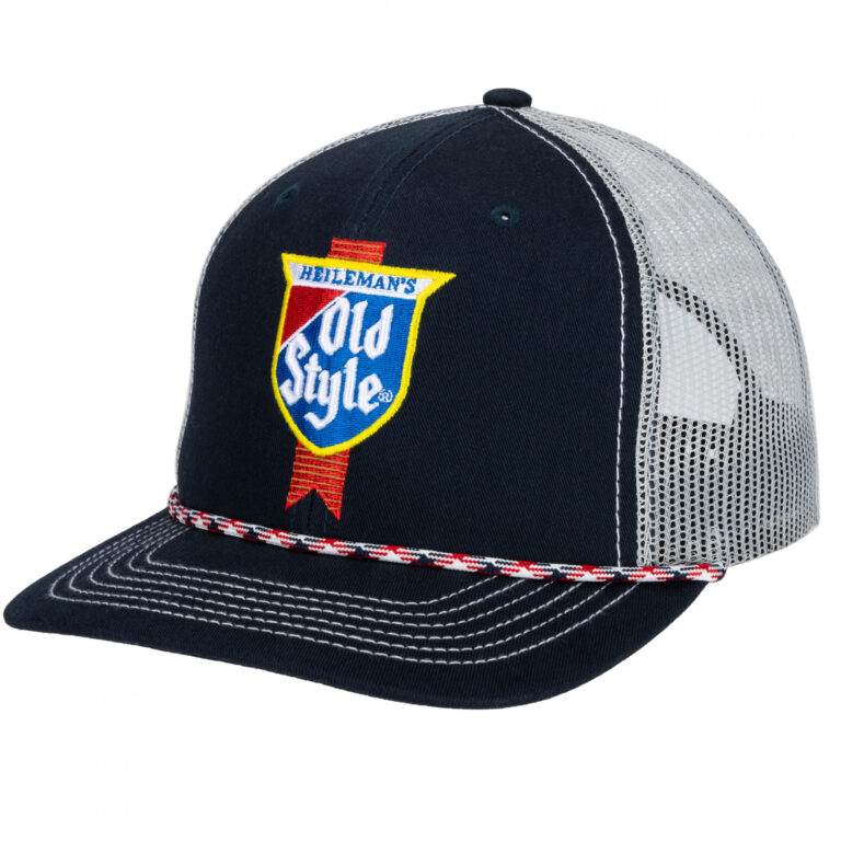 Old Style G. Heileman White and Blue Logo Patch Rope Hat