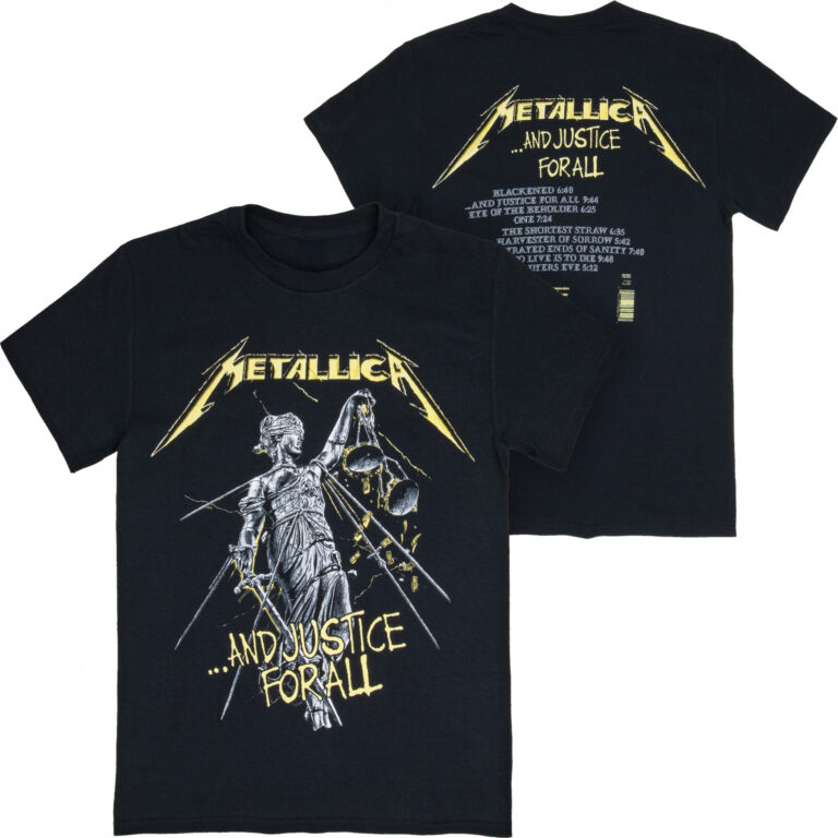 Metallica And Justice For All Track List Front and Back Print T-Shirt