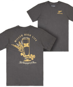 Miller High Life The Champagne of Beers Garment Dyed Grey Front and Back Print T-Shirt