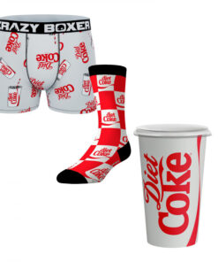 Crazy Boxers Coca-Cola Diet Coke Men's Boxer Briefs and Socks Cup Set