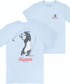 Hamms Beer Golf Swing Blue Colorway Front and Back Print T-Shirt