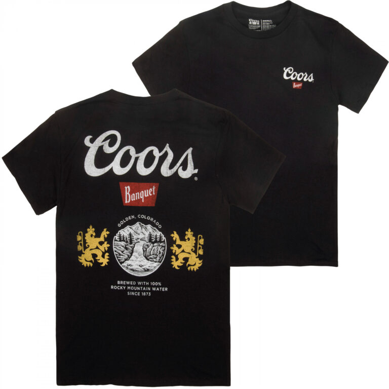 Coors Banquet Can Logo Front and Back Print Black T-Shirt