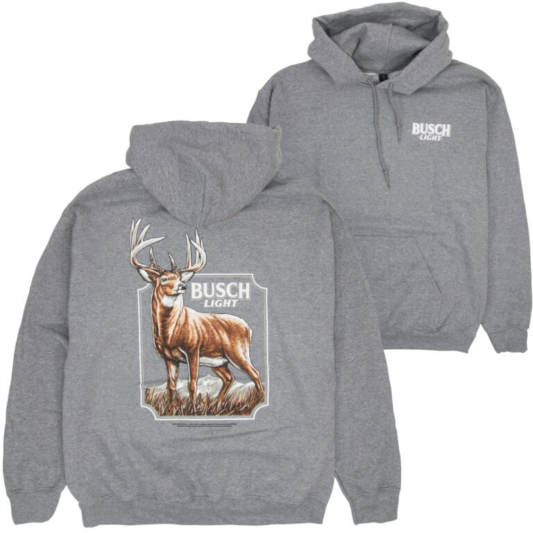 Busch Light Mountain Side Deer Front and Back Print Pull-Over Hoodie