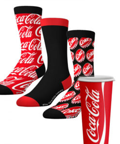 Coca-Cola Logo Adult Crew Socks 3-Pack in Cola Cup