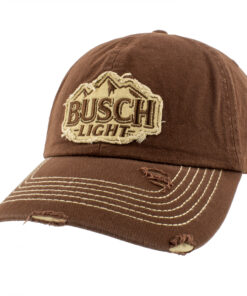 Busch Light Logo Distressed Brown Colorway Adjustable Hat