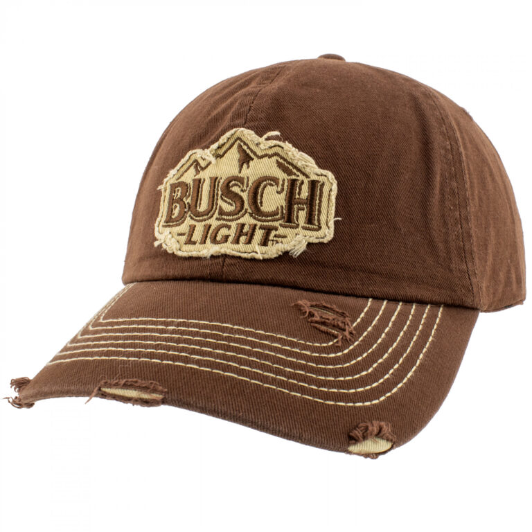 Busch Light Logo Distressed Brown Colorway Adjustable Hat