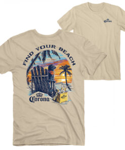 Corona Extra Dog at Beach Front and Back Print T-Shirt